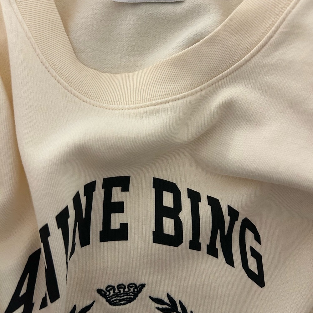 ANINE BING WOMENS MILES CREWNECK COLLEGIATE SWEATSHIRT CREAM SIZE MEDIUM - Picture 6 of 10